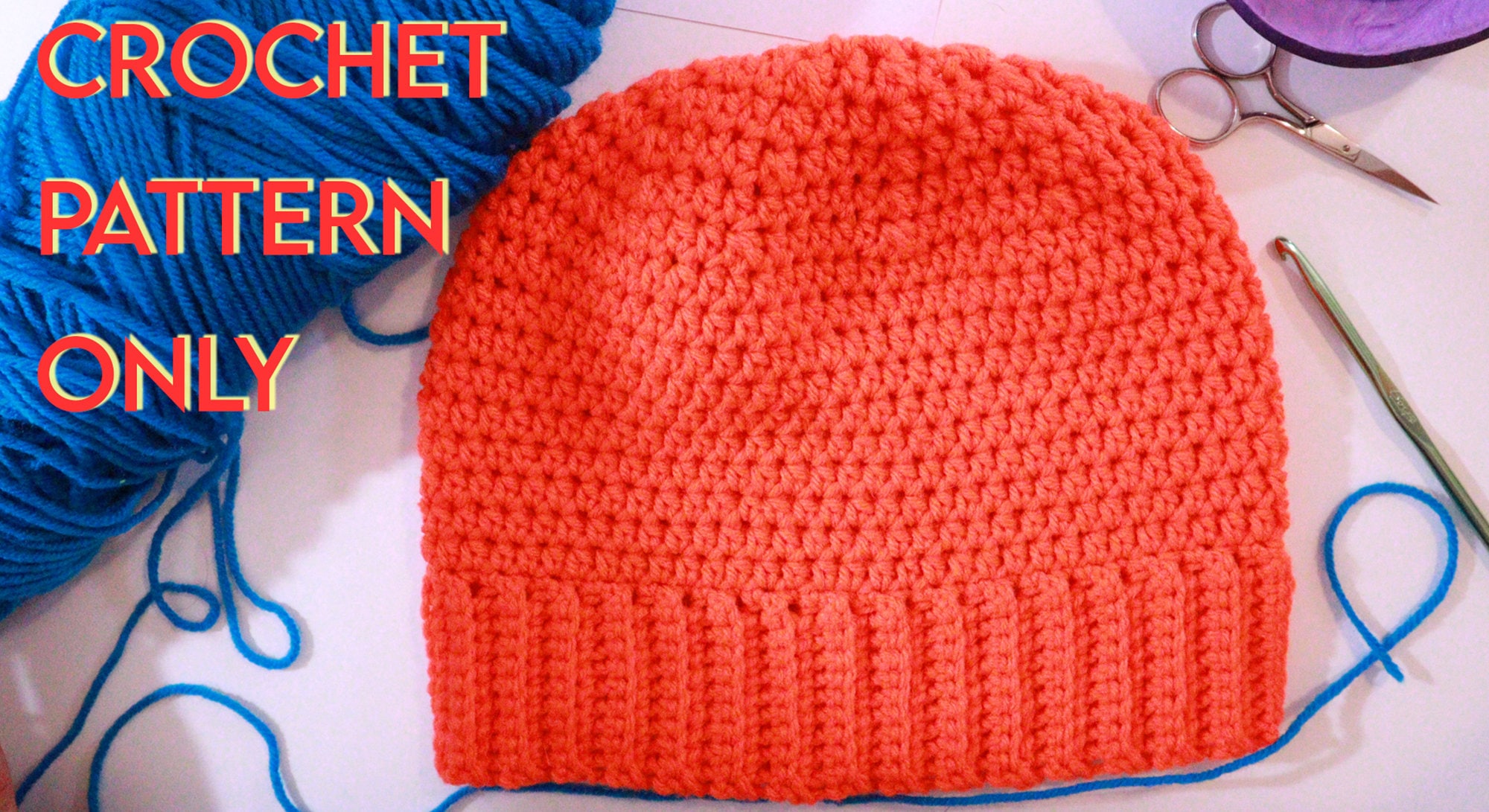 Crochet Ribbed Brim Beanie PDF Pattern and Tutorial pattern Only Etsy