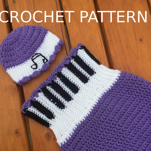 Piano Cocoon and Hat Set for Baby CROCHET PATTERN ONLY