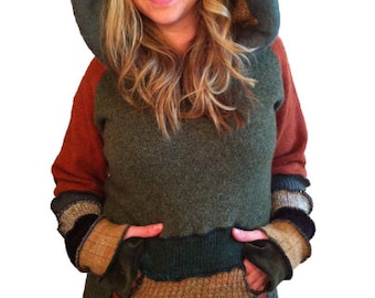 PATTERN upcycled elf hoodie jumper sweater