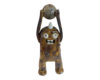 Moon monster handmade sculpture cute monster sculpture it’s stars