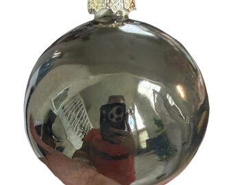 Handmade Christmas ornament metallic green ceramic bauble O7