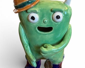 Cute fisherman monster Bill monster sculpture