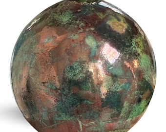 Handmade Christmas ornament raku rainbow copper  metallic ceramic bauble R03