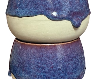 matcha cup set stemless glass ceramic glaze drippy glaze purple pink mug