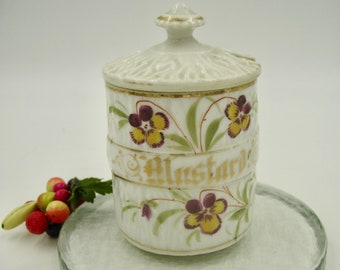 Mustard Jar, Vintage Porcelain, with lid