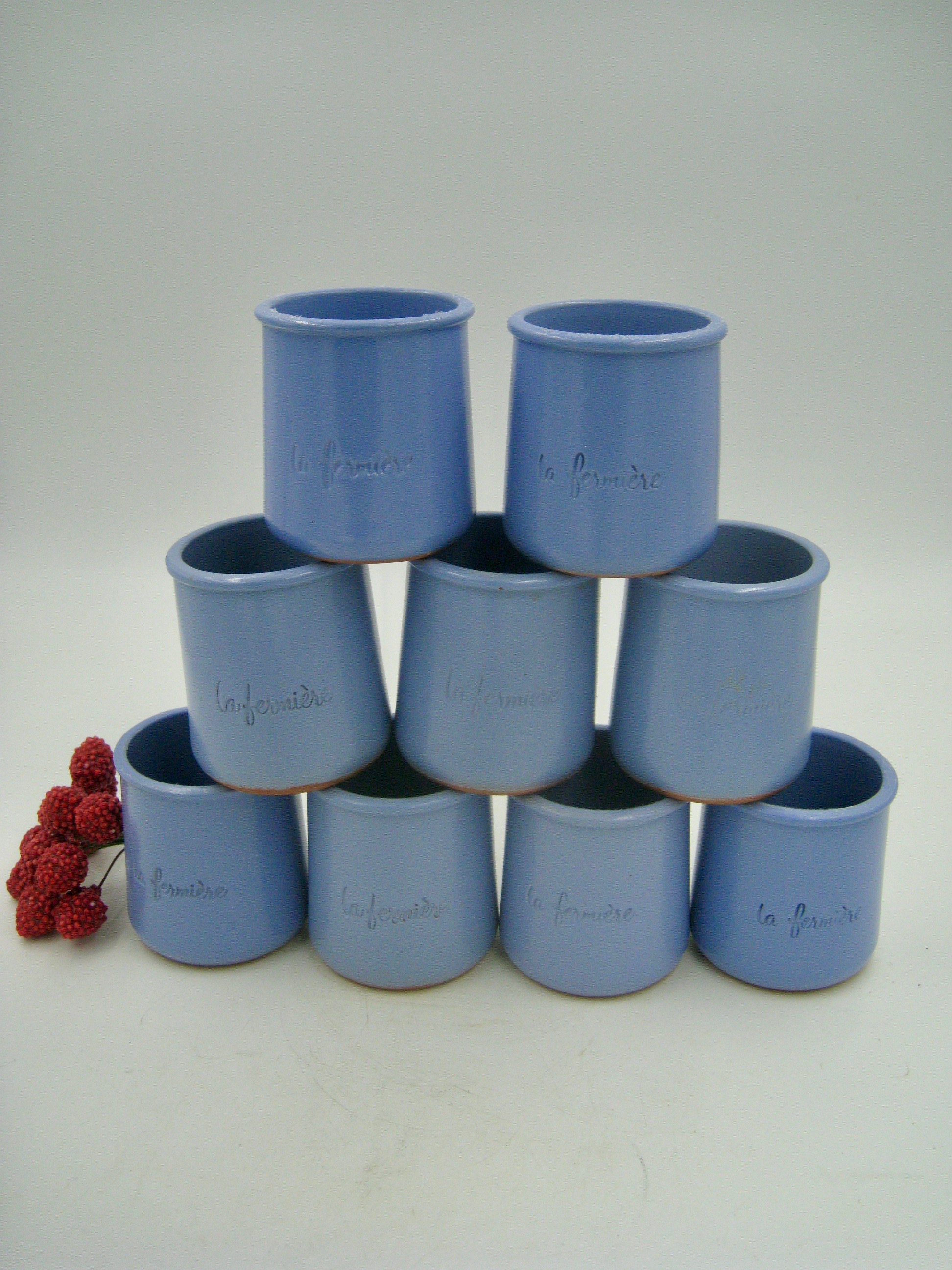 Set of 12 Ceramic and Glass Yogurt Pots, la Fermière Pots, Small Jam and  Marmalade Jars, Bathroom Pot Storage, Friend Gift Idea. 
