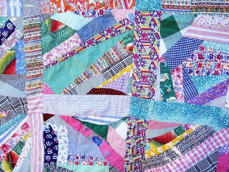 needs bottom piece, Patchwork Quilt TOP partially quilted unfinished