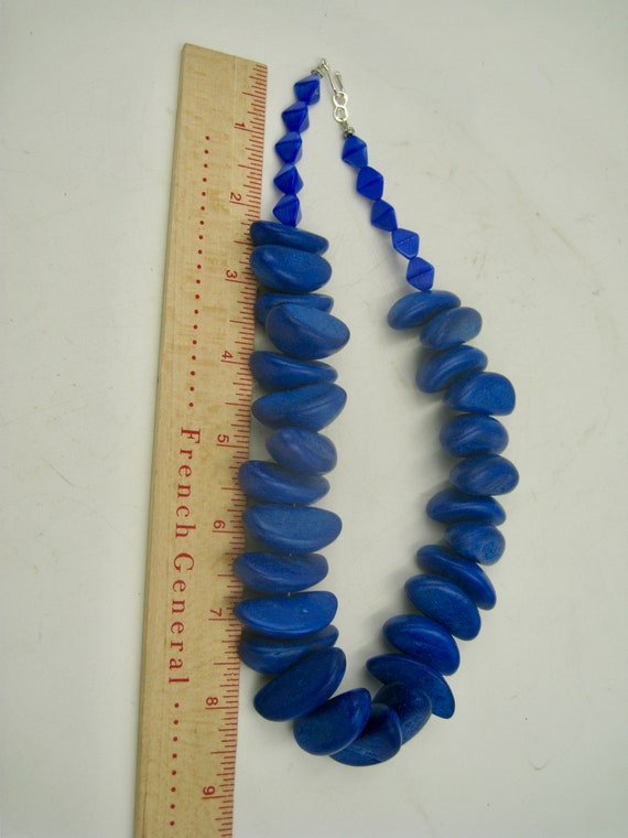 Bright Royal Blue Avant Garde Necklace, made of W… - image 6