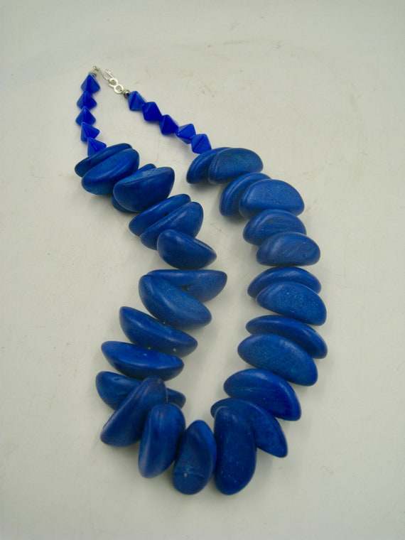 Bright Royal Blue Avant Garde Necklace, made of W… - image 7