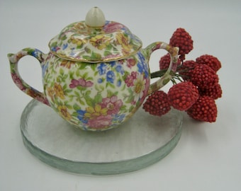 Vintage E & R Erphila Portland Chintz Sugar Bowl from Czechoslovakia