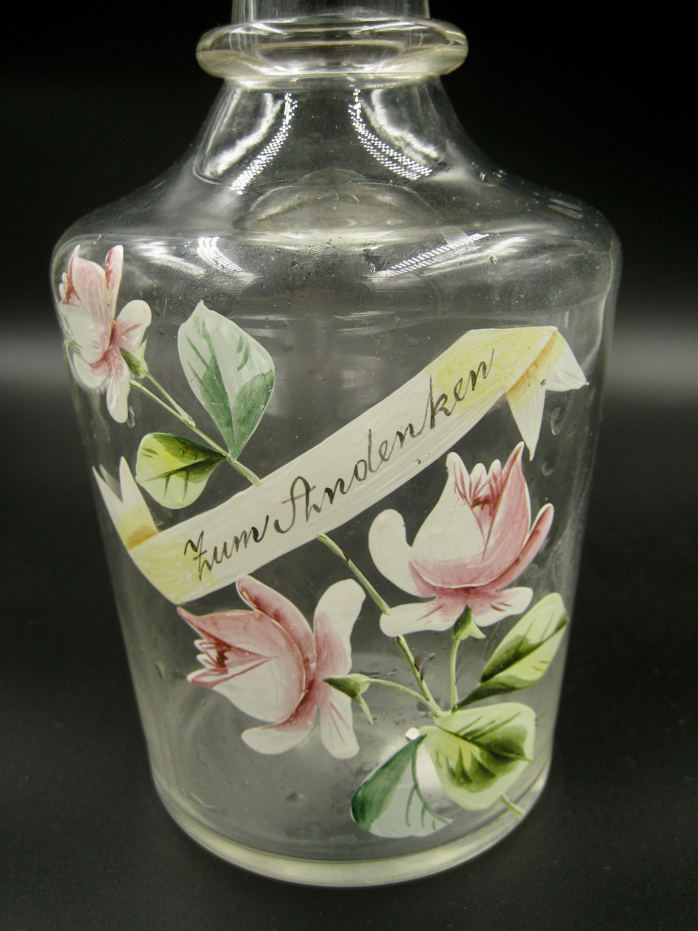 Vintage German Glass Stoppered Glass Bottle Handpainted with Etsy