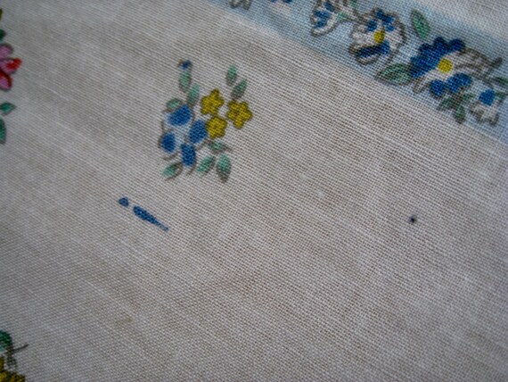 Vintage Handkerchief, One Only,  Blue serged bord… - image 8