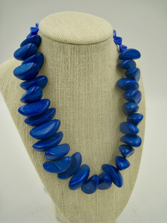 Bright Royal Blue Avant Garde Necklace, made of W… - image 2