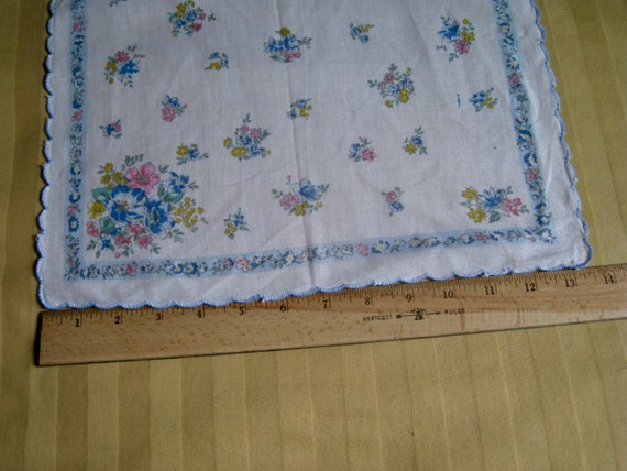 Vintage Handkerchief, One Only,  Blue serged bord… - image 9