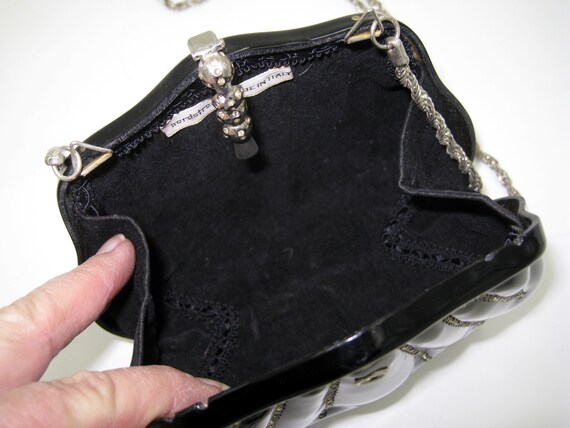 Black Molded Plastic Evening Bag with Rhinestones… - image 7