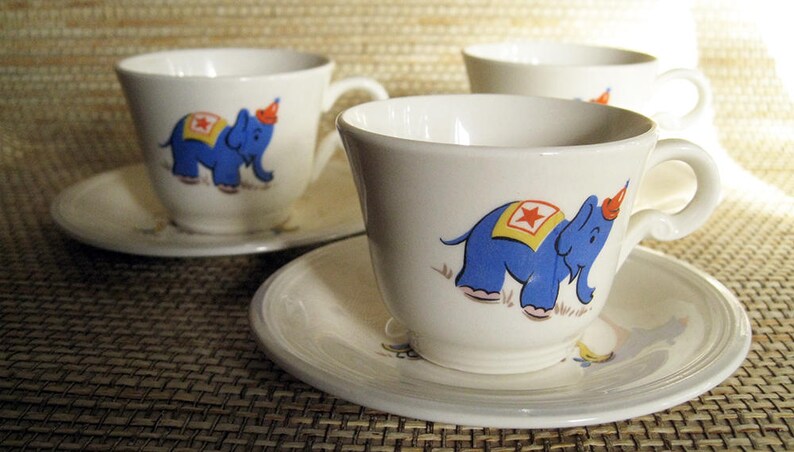 Child's Tea Set, Edwin M. Knowles Circus Pattern, 14 pieces, incomplete, as is image 2
