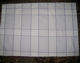 Lovely Blue and White Striped Cotton Tablecloth, great condition
