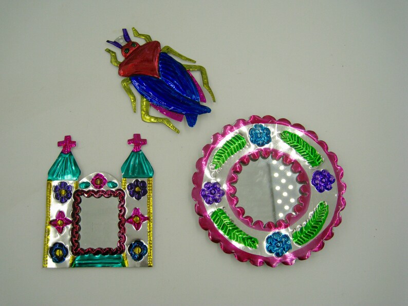 Mexican Tin Ornaments Mirrors Set Of 3 Mexican Tin Ornaments Mirrors Set Of 3