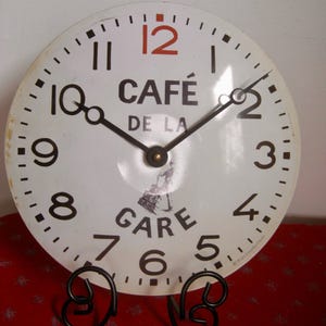 Roger Lascelles CT/GARE Convex Tin Clock, Café De La Gare Design, 11-In