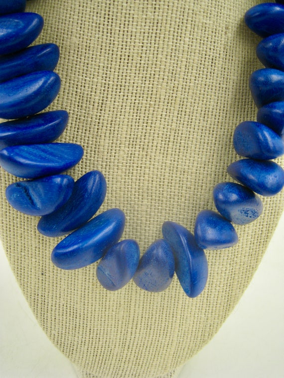 Bright Royal Blue Avant Garde Necklace, made of W… - image 4