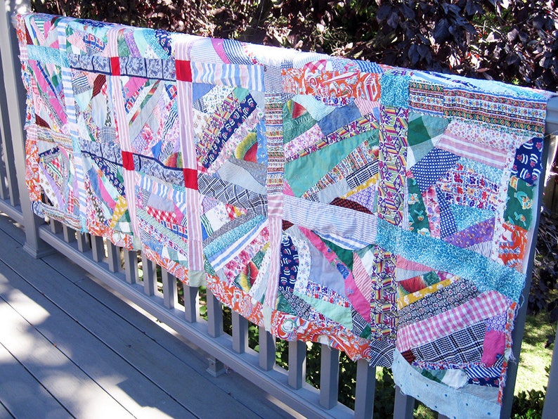 needs bottom piece, Patchwork Quilt TOP partially quilted unfinished