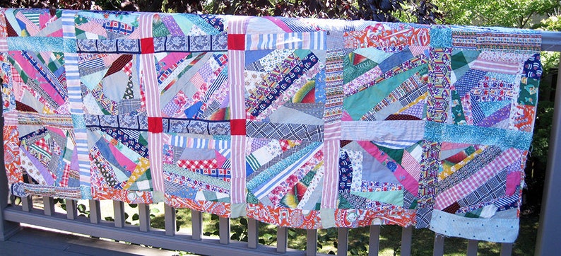 needs bottom piece, Patchwork Quilt TOP partially quilted unfinished