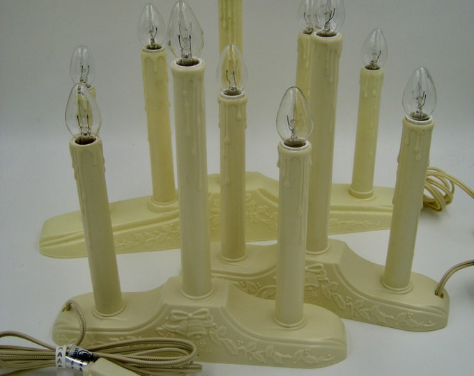 Celluloid Plastic Vintage Electric Candles, Christmas, Window