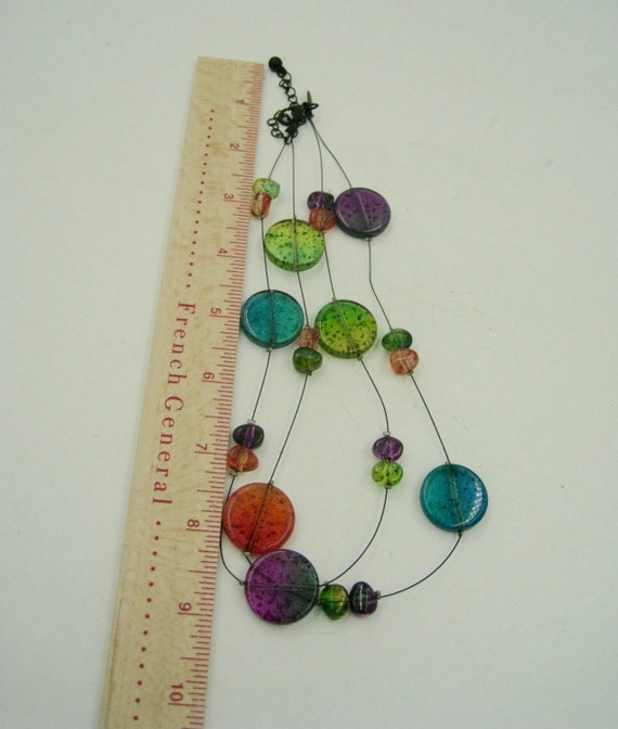 Colorful Plastic Transparent Disk Necklace - image 5