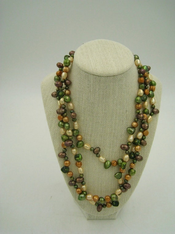 Autumnal Color Pearls, Long Continuous Strand, Ex… - image 1