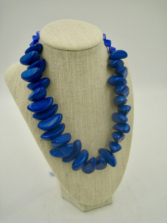 Bright Royal Blue Avant Garde Necklace, made of W… - image 1