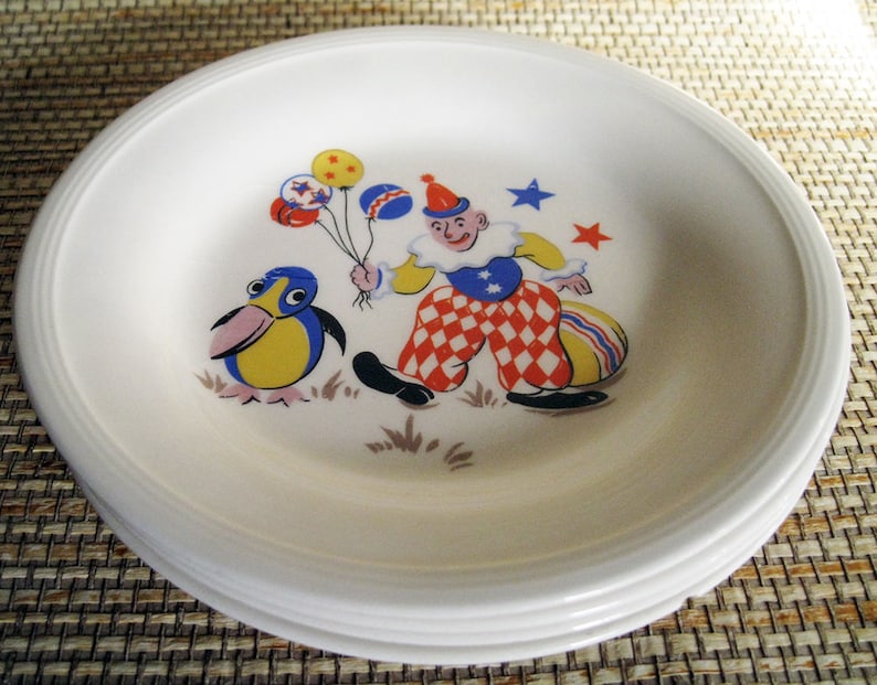 Child's Tea Set, Edwin M. Knowles Circus Pattern, 14 pieces, incomplete, as is image 4