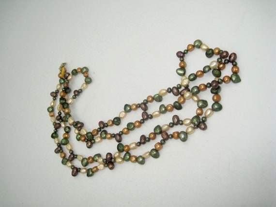 Autumnal Color Pearls, Long Continuous Strand, Ex… - image 7