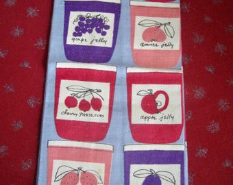Vera Linen Dishtowel, Jelly and Jam canning theme, perfect condition