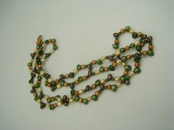 Autumnal Color Pearls, Long Continuous Strand, Ex… - image 3