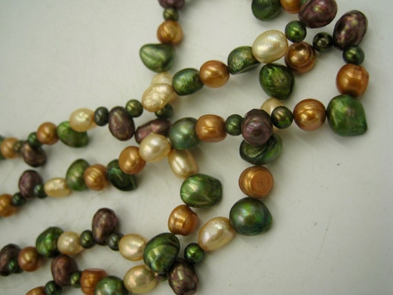 Autumnal Color Pearls, Long Continuous Strand, Ex… - image 8