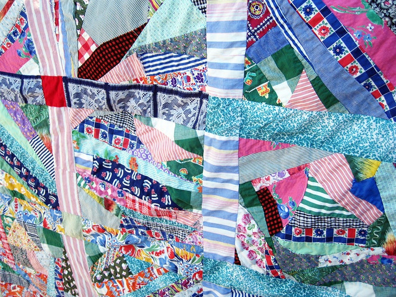 needs bottom piece, Patchwork Quilt TOP partially quilted unfinished