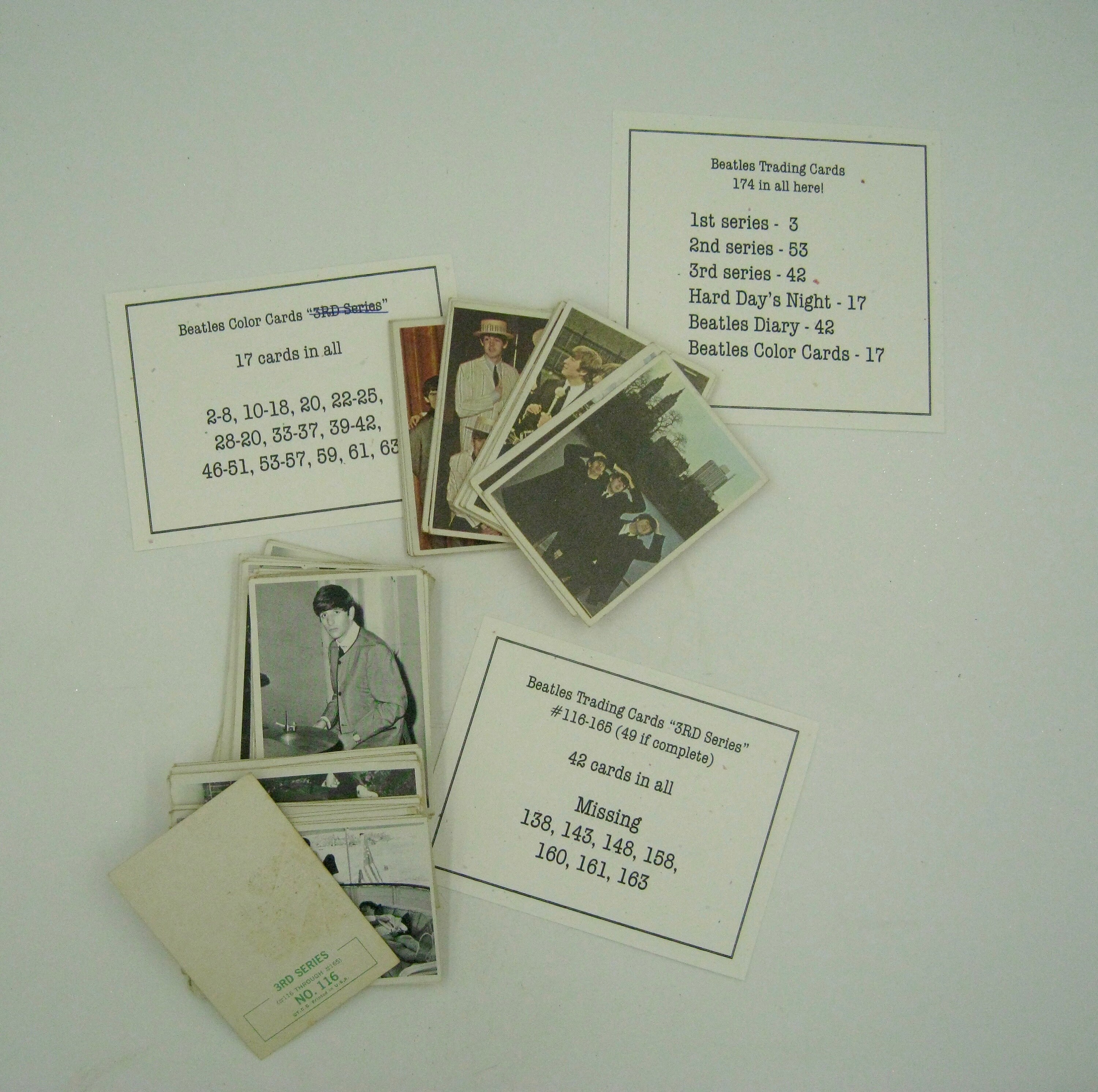 Beatles Topps Gum Cards, Series 1, 2, 3, Hard Day's Night