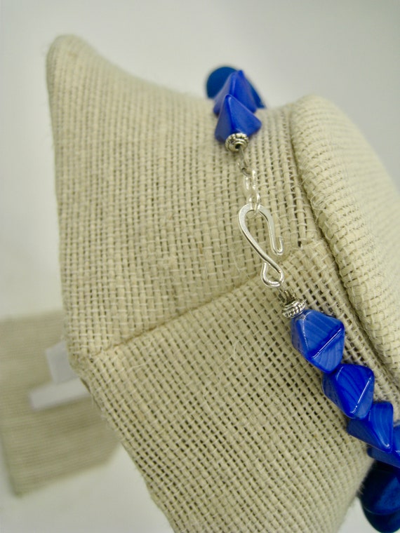 Bright Royal Blue Avant Garde Necklace, made of W… - image 3