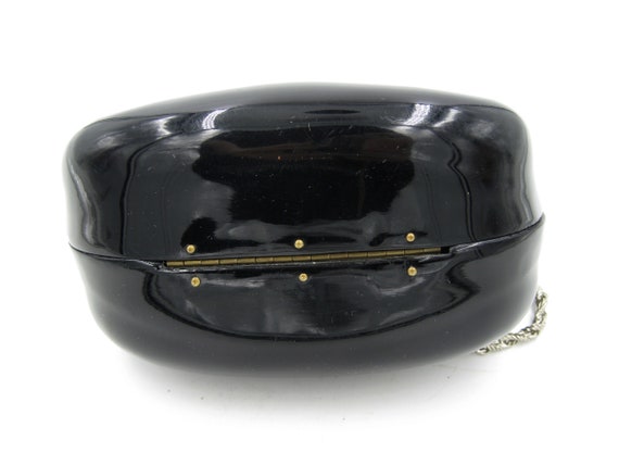 Black Molded Plastic Evening Bag with Rhinestones… - image 5