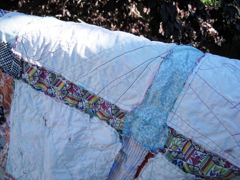 needs bottom piece, Patchwork Quilt TOP partially quilted unfinished