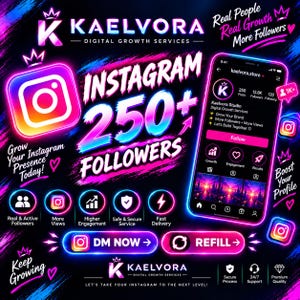Servicio para aumentar tus seguidores en Instagram / 250 seguidores, soporte para recargas (servicio digital)