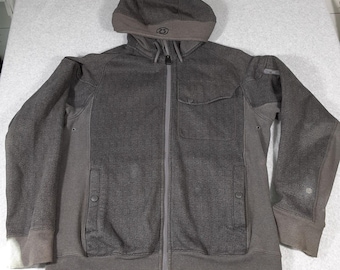 VTG Lululemon Mens Herringbone Full Zip Hoodie Gray Fleece Lined Jacket Pocket