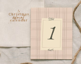 Christmas Plaid- Christmas Advent Calendar cards | scripture advent for kids - for adults - holiday decor - advent calendar fillers - gifts