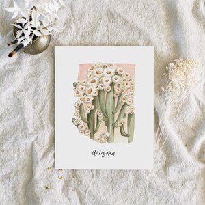 Arizona State Flower Saguaro Cactus Art Print | cactus lover - wall art - home state - desert art- house warming gift