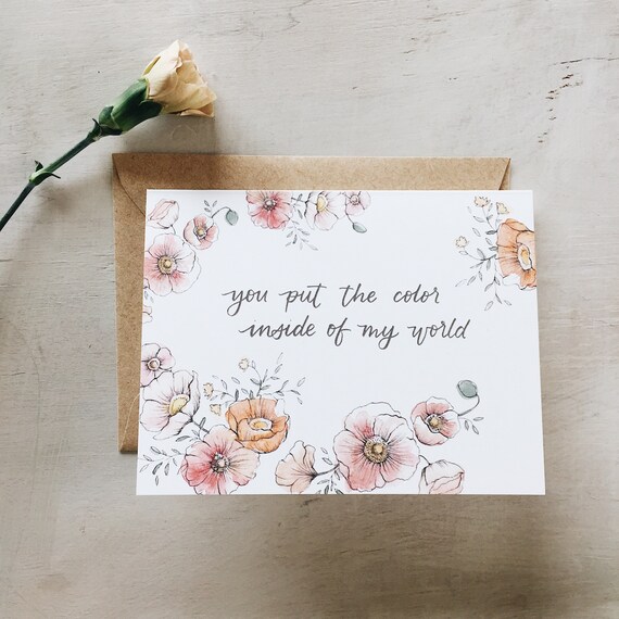 You Put The Color Inside Of My World Greeting Card Mothers Day Anniversary Wedding In Love Birthday Friendship - 