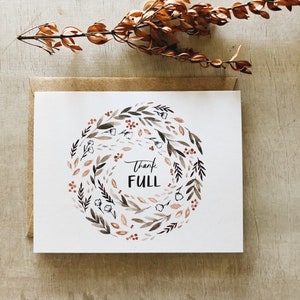 Thank FULL wreath greeting card// harvest florals fall thanksgiving thankful for you thank you thanks autumn image 1
