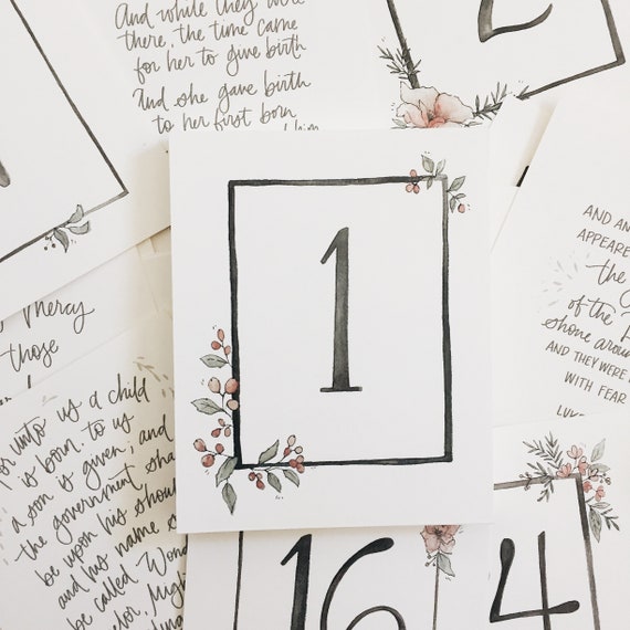 Christmas Advent Calendar Vintage Florals Holiday Decor, Bible Verse,  Christmas Story, Jesus' Birth, Scripture Cards, for Kids - Etsy