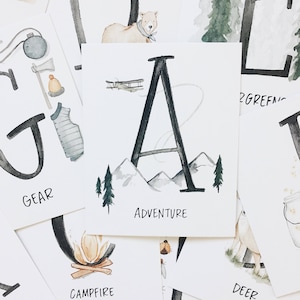 Alphabet Abenteuer Lernkarten // Draussen - Mädchenzimmer Dekor - Babyzimmer - Kinderzimmer - Montessori - Schule