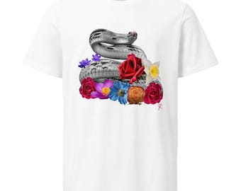 Snake and Flowers Unisex organic mid-light t-shirt