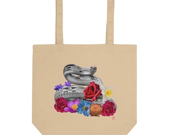Snake and Flowers Eco Tote Bag